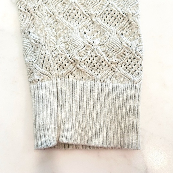 Club Monaco Pointelle Stitch Crew Sweater - Metal/Lt. Green - Large - Size Up! - Picture 9 of 12